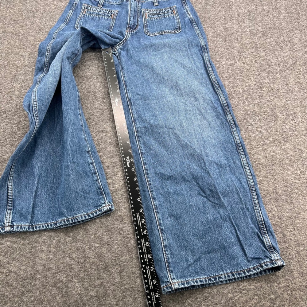 Old Navy Drapey Denim High Rise Baggy Wide Leg Jeans Blue Festival Petite 2 - Picture 12 of 13